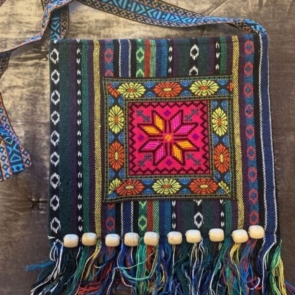 Boho crossbody with beads and embroidery